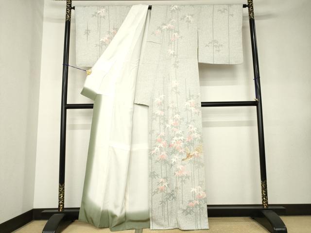 平和屋着物●染色作家　寺谷巌　訪問着　飛鳥枝葉文　たたき染め　正絹　逸品　AABK8523ck