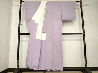 平和屋着物●お召縮緬　色無地　梅鼠色　正絹　逸品　AABK8525ck