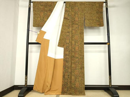 平和屋着物●上質な小紋　更紗花文　正絹　逸品　AABK8526ck