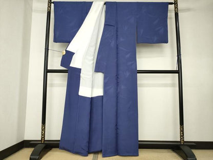 平和屋着物●上質な色無地　扇面地紋　濃鼠色　正絹　逸品　AABK8529ck