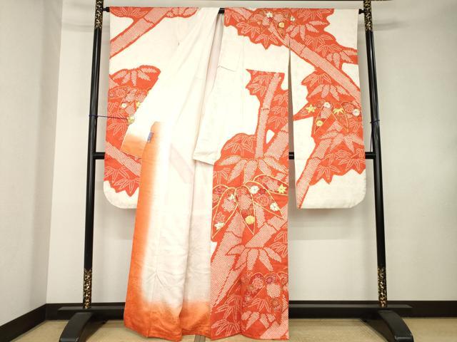 平和屋着物●豪華振袖　総絞り　駒刺繍　吉祥松文　正絹　逸品　AABK8530ck