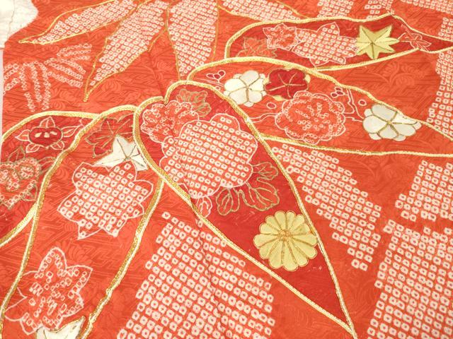 平和屋着物●豪華振袖　総絞り　駒刺繍　吉祥松文　正絹　逸品　AABK8530ck