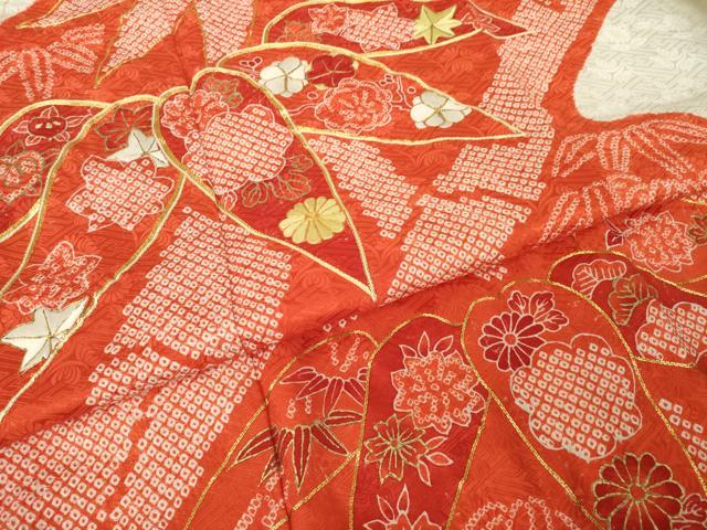 平和屋着物●豪華振袖　総絞り　駒刺繍　吉祥松文　正絹　逸品　AABK8530ck