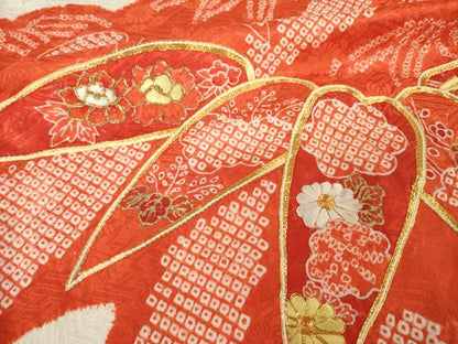 平和屋着物●豪華振袖　総絞り　駒刺繍　吉祥松文　正絹　逸品　AABK8530ck