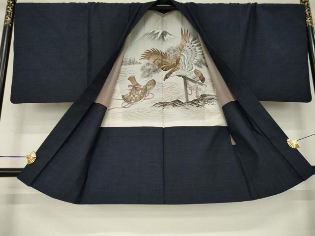 平和屋着物●男性　紬　アンサンブル　霞文　正絹　逸品　AABK8532ck
