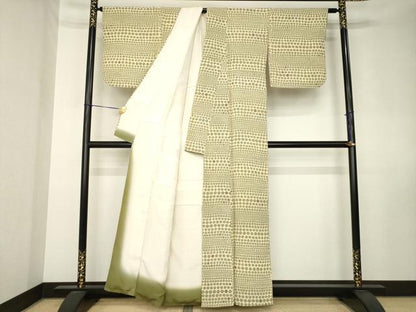 平和屋着物●上質な小紋　横段花文　正絹　逸品　AABK8534ck