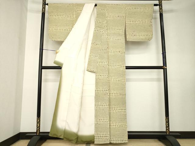 平和屋着物●上質な小紋　横段花文　正絹　逸品　AABK8534ck