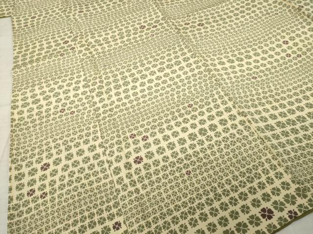 平和屋着物●上質な小紋　横段花文　正絹　逸品　AABK8534ck