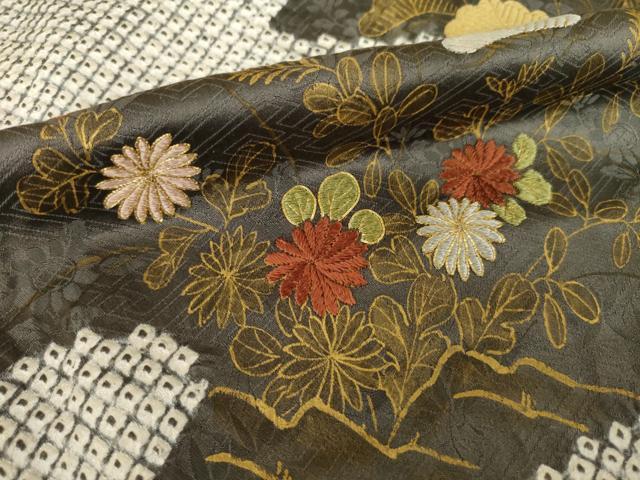 平和屋着物●本疋田絞り　訪問着　駒刺繍　流水吉祥花文　金彩　正絹　逸品　AABK8535ck