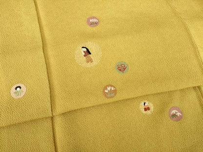 平和屋着物●訪問着　総刺繍　女人丸文　金糸　鬼しぼ縮緬　正絹　逸品　AABK8536ck