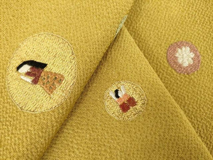 平和屋着物●訪問着　総刺繍　女人丸文　金糸　鬼しぼ縮緬　正絹　逸品　AABK8536ck