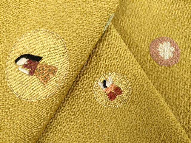平和屋着物●訪問着　総刺繍　女人丸文　金糸　鬼しぼ縮緬　正絹　逸品　AABK8536ck