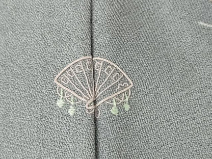 平和屋着物●訪問着　駒刺繍　流水風景花文　金彩　正絹　逸品　AABK8538ck