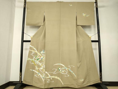 平和屋着物●訪問着　流水花文　金彩　正絹　逸品　AABK8542ck