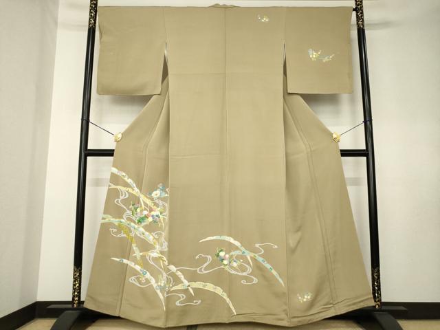平和屋着物●訪問着　流水花文　金彩　正絹　逸品　AABK8542ck