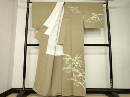 平和屋着物●訪問着　流水花文　金彩　正絹　逸品　AABK8542ck