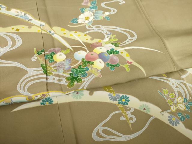 平和屋着物●訪問着　流水花文　金彩　正絹　逸品　AABK8542ck