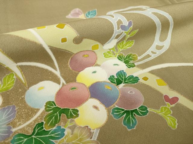 平和屋着物●訪問着　流水花文　金彩　正絹　逸品　AABK8542ck