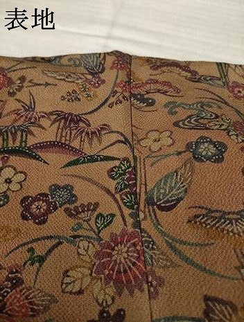 平和屋着物●上質な小紋　型染め　流水花文　鬼しぼ縮緬　正絹　逸品　AABK8545ck