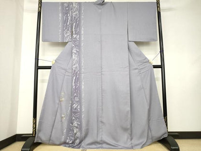 平和屋着物●訪問着　間道　葡萄蔦の葉文　金彩　正絹　逸品　AABK8546ck