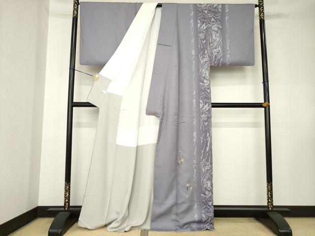 平和屋着物●訪問着　間道　葡萄蔦の葉文　金彩　正絹　逸品　AABK8546ck
