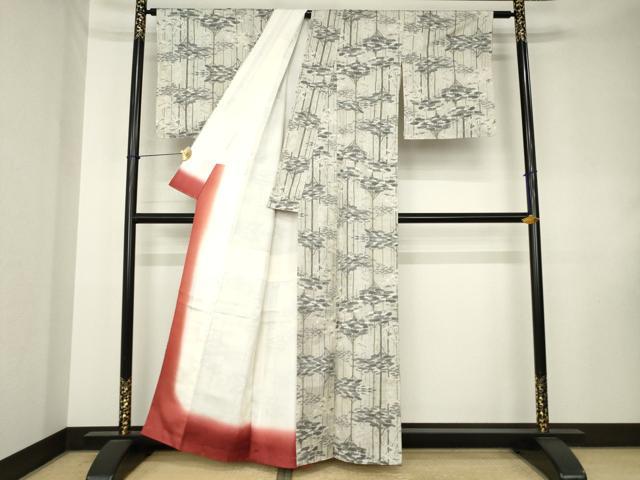 平和屋着物●本場大島紬　白大島　7マルキ　総絣　樹林文　正絹　逸品　未使用　AABK8551ck