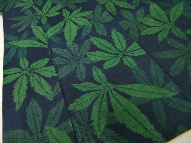 平和屋着物●上質な紬　葉尽くし　正絹　逸品　AABK8552ck