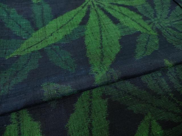 平和屋着物●上質な紬　葉尽くし　正絹　逸品　AABK8552ck