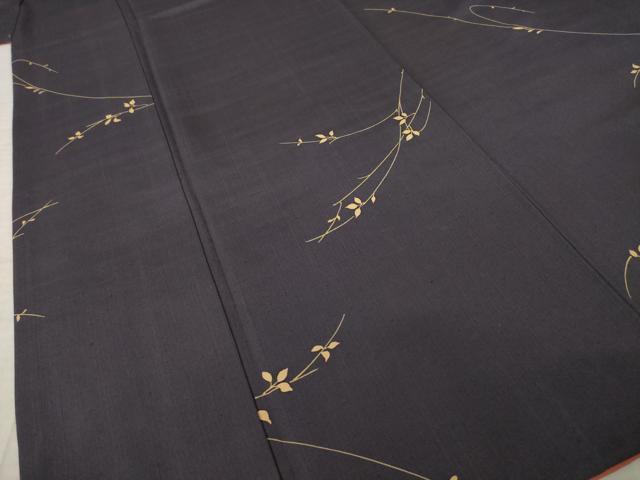 平和屋着物●上質な小紋　紬地　草花文　正絹　逸品　AABK8557ck
