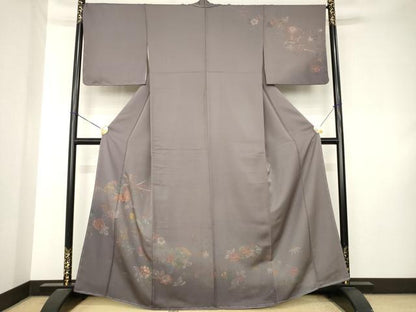 平和屋着物●訪問着　刺繍　鳳凰扇面花文　暈し染め　正絹　逸品　AABK8559ck