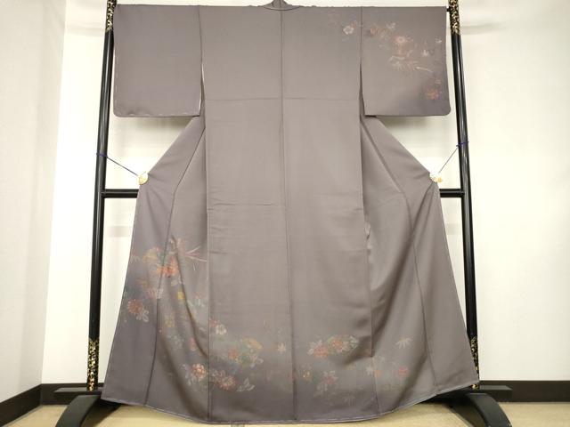 平和屋着物●訪問着　刺繍　鳳凰扇面花文　暈し染め　正絹　逸品　AABK8559ck