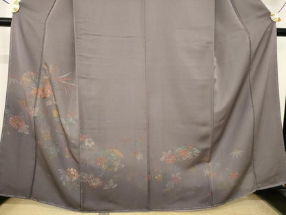 平和屋着物●訪問着　刺繍　鳳凰扇面花文　暈し染め　正絹　逸品　AABK8559ck