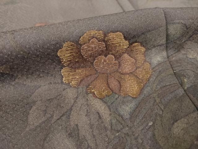 平和屋着物●訪問着　刺繍　鳳凰扇面花文　暈し染め　正絹　逸品　AABK8559ck