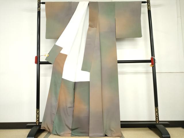 平和屋着物●染色作家　斉藤三才　小紋　霞文　暈し染め　正絹　逸品　AABK8562cs