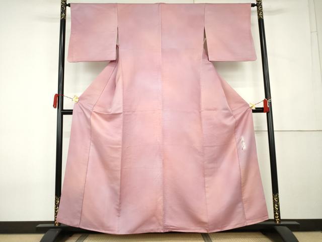 平和屋着物●染色作家　斉藤三才　小紋　霞文　暈し染め　正絹　逸品　AABK8564cs