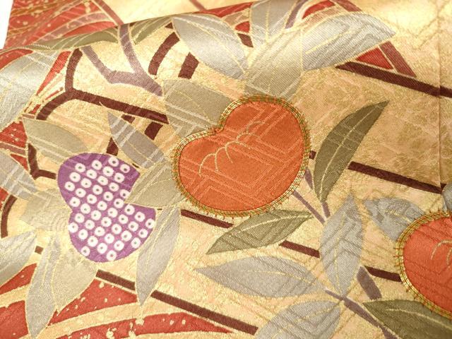 平和屋着物●十日町老舗ブランド　吉澤友禅　吾妻徳穂　振袖　駒刺繍　花筏文　橘　金彩　正絹　逸品　AABK8566cs