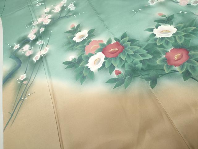 平和屋着物●訪問着　手描き　枝花文　暈し染め　正絹　逸品　AABK8568cs