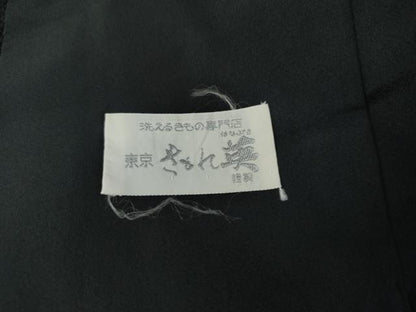 平和屋着物●洗える最高級着物　＜英＞はなぶさ謹製　黒留袖　総刺繍　流水に舞桜　金糸　洗える着物　AABK8570cs