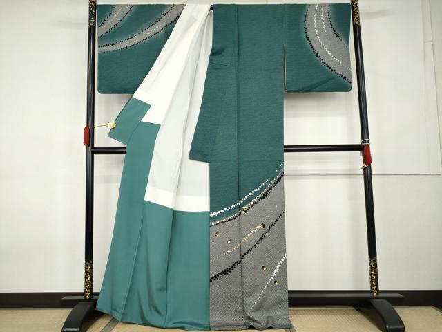 平和屋着物●訪問着　刺繍　箔散らし　金彩　金銀糸　正絹　逸品　AABK8571cs