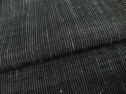平和屋着物●上質な紬　縞　黒地　正絹　逸品　AABK8574cs
