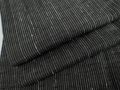 平和屋着物●上質な紬　縞　黒地　正絹　逸品　AABK8574cs