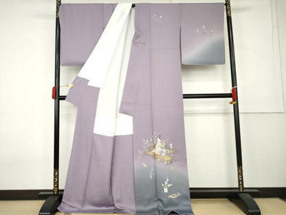 平和屋着物●訪問着　作家物　女人文　暈し染め　金彩　ロング丈　正絹　逸品　未使用　AABK8575cs