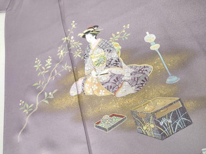 平和屋着物●訪問着　作家物　女人文　暈し染め　金彩　ロング丈　正絹　逸品　未使用　AABK8575cs