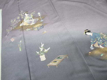 平和屋着物●訪問着　作家物　女人文　暈し染め　金彩　ロング丈　正絹　逸品　未使用　AABK8575cs