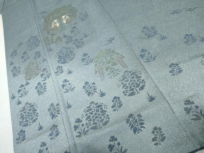 平和屋着物●京友禅　渥美博也　訪問着　刺繍　双鳥花文　暈し染め　金糸　正絹　逸品　AABK8578cs