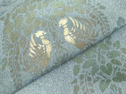 平和屋着物●京友禅　渥美博也　訪問着　刺繍　双鳥花文　暈し染め　金糸　正絹　逸品　AABK8578cs