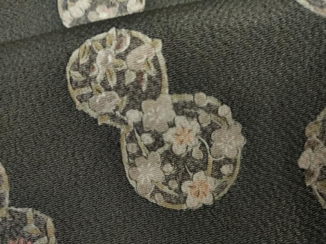 平和屋着物●上質な小紋　花丸文　鬼しぼ縮緬　伊勢丹扱い　正絹　逸品　AABK8580cs