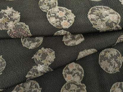 平和屋着物●上質な小紋　花丸文　鬼しぼ縮緬　伊勢丹扱い　正絹　逸品　AABK8580cs