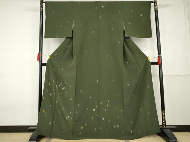 平和屋着物●訪問着　枝葉文　伊勢丹扱い　正絹　逸品　AABK8581cs