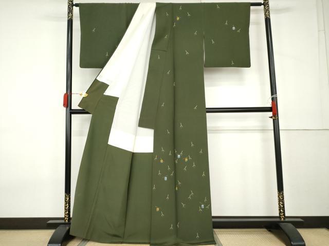 平和屋着物●訪問着　枝葉文　伊勢丹扱い　正絹　逸品　AABK8581cs